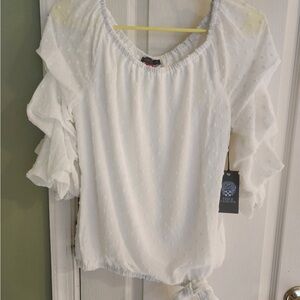 Vince Camuto White Flutter Sleeve Blouse (new)